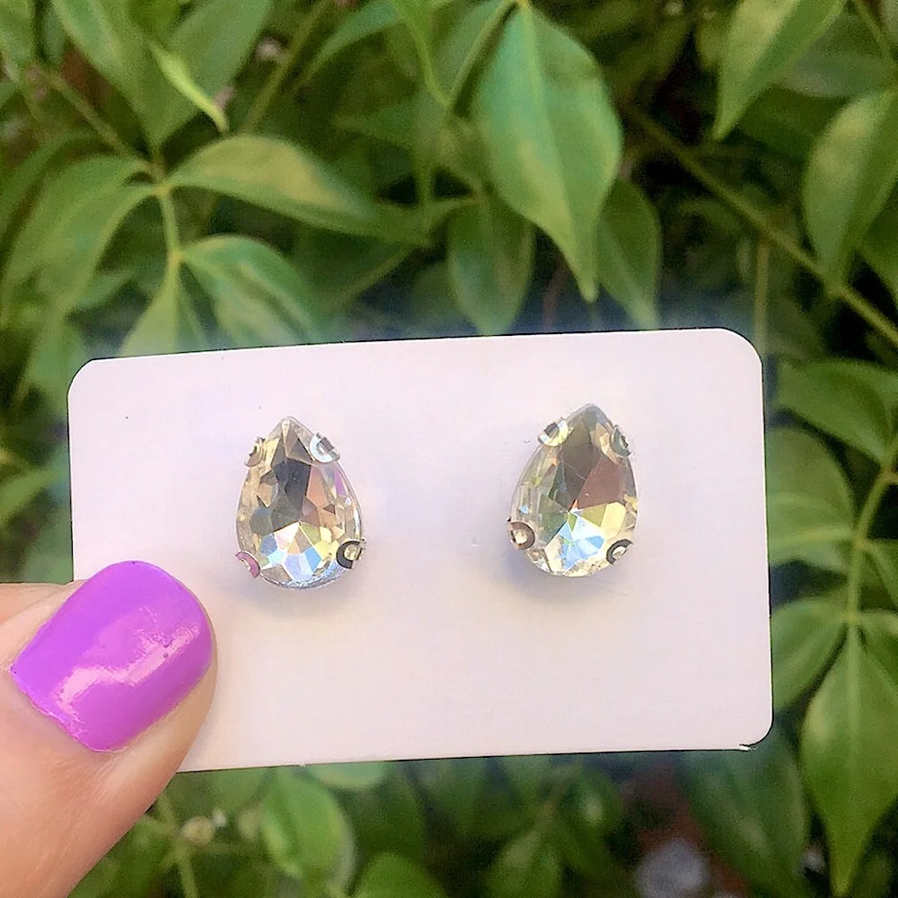 Classic Clear + Silver Crystal Pear Earrings